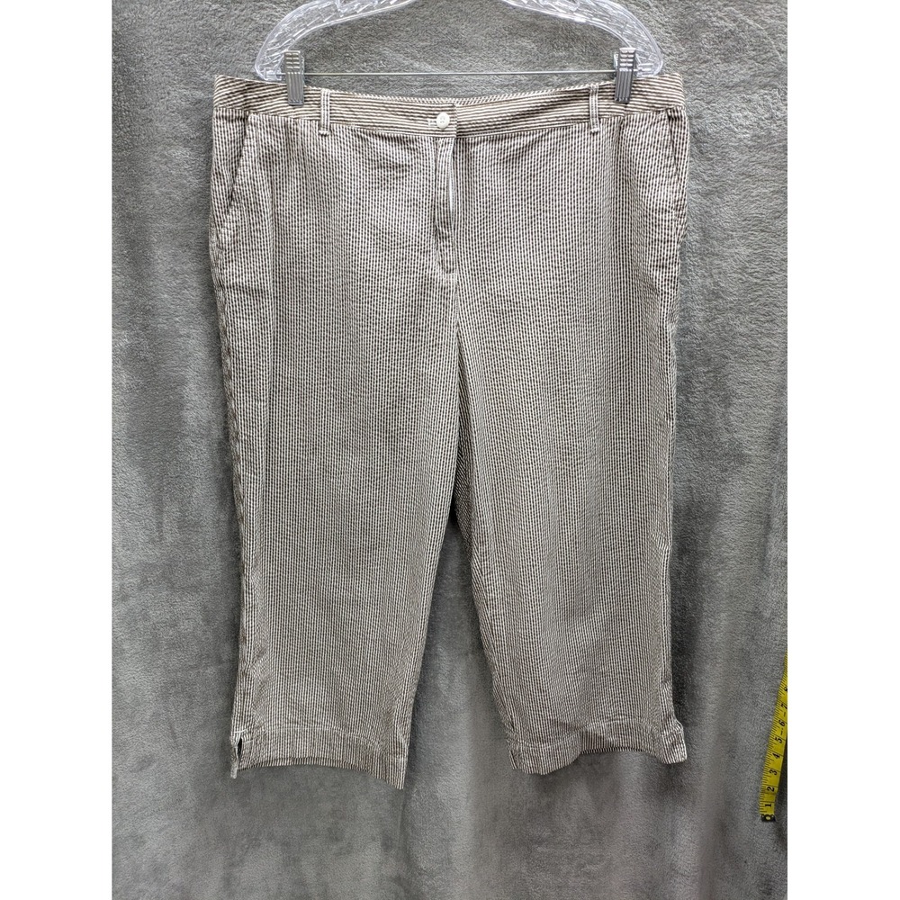 Seersucker Pants‎ Women's 18 Capri Cropped Nautical Preppy Beach Travel